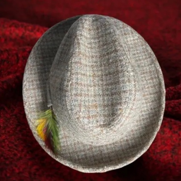 Vintage Adam New York USA Wool Hat Lined/Feathered Tweed Fedora Sz 6 3/4 Cap New - Picture 7 of 10